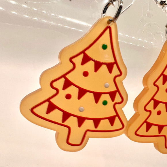 Christmas Tree Earrings - Gingerbread Earrings - Holiday Earrings - Xmas Earring - Picture 4 of 9